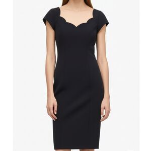 Virgo Black Sheath Dress 6 Petite Scalloped Sweetheart Neck Party Elegant